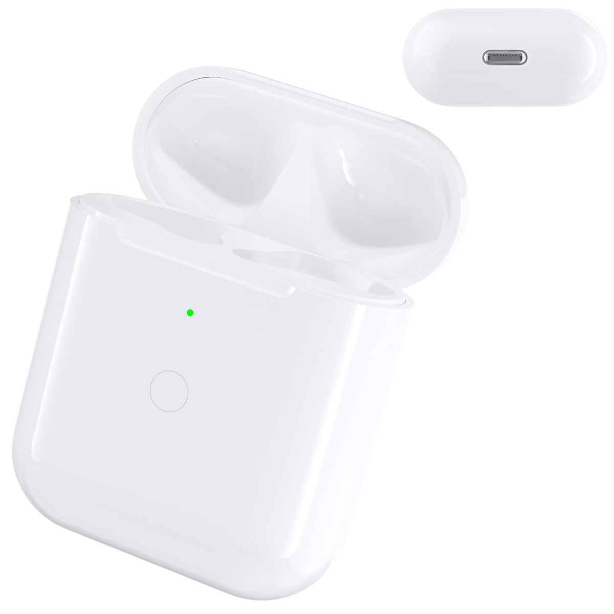 Owenbo replacement AirPods case front view, compact travel-friendly design for on-the-go charging