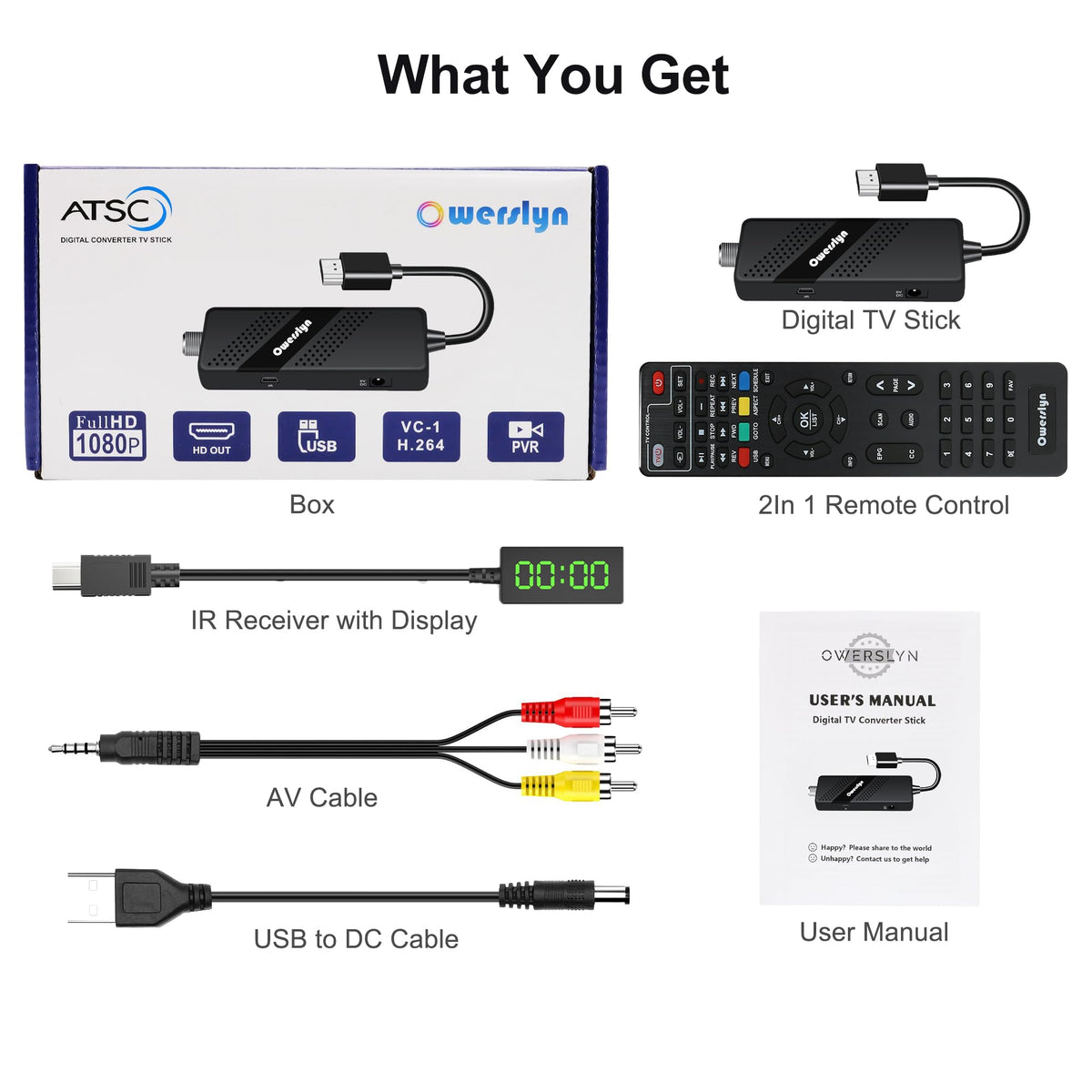 owerslyn hdmi cable included laid out for plug-and-play 1080P connection benefit