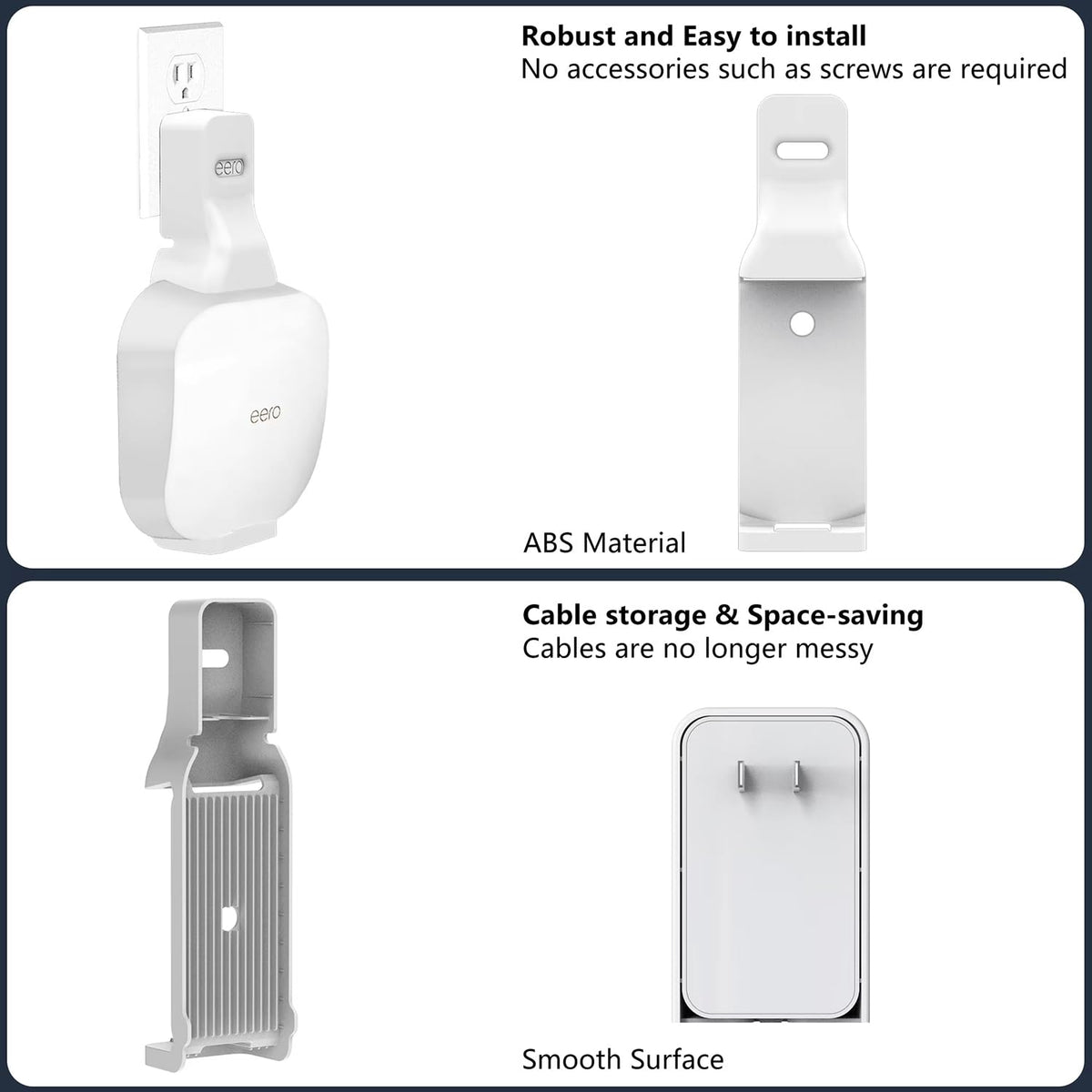 OWOKISO eero wall mount installation image highlights easy no-drill mounting.