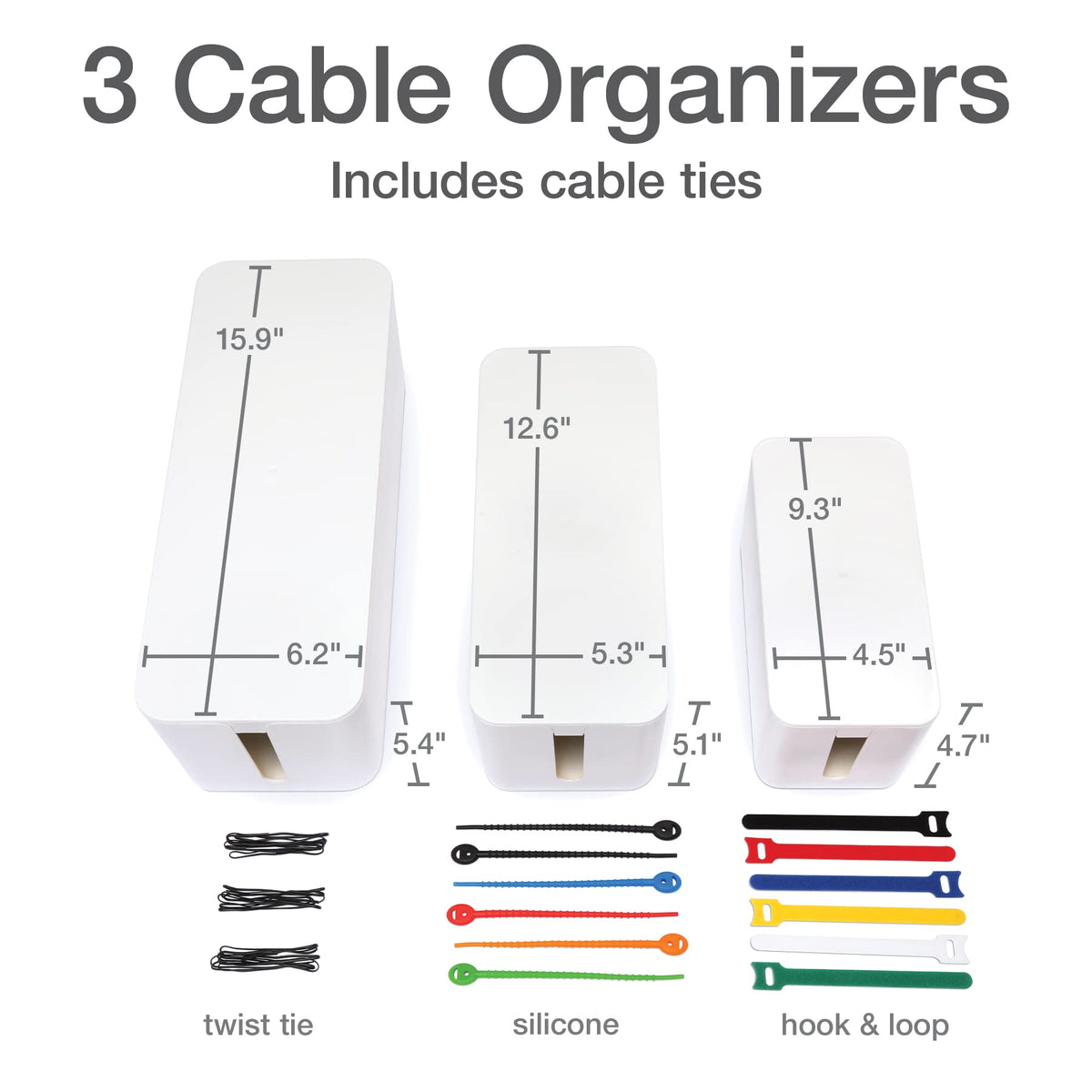 Oxford small cable box with lid conceals a compact power strip for neat charging.