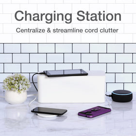 Oxford power strip organizer reduces desk clutter and keeps cords orderly.