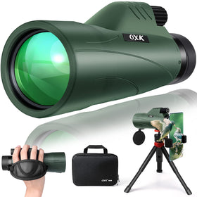 OXK Optics monocular front view showing design and portability benefit
