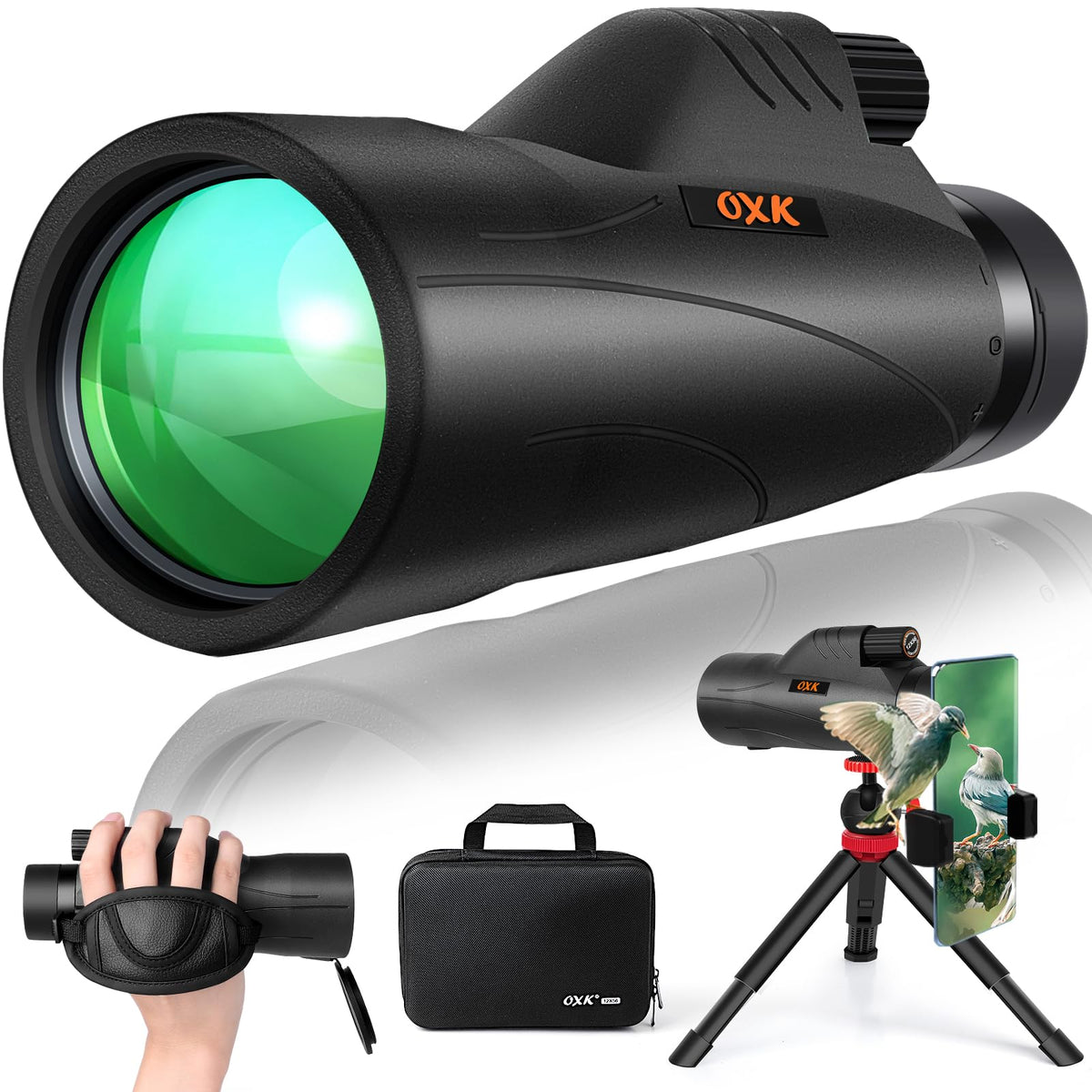 OXK Optics 12x56 monocular wide view for distant wildlife and scenery.