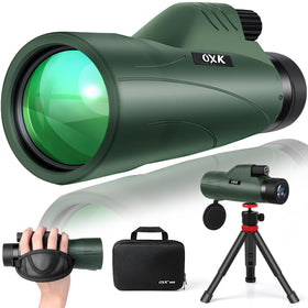 OXK Optics 12x56 monocular view showing compact design for birdwatching at distance.