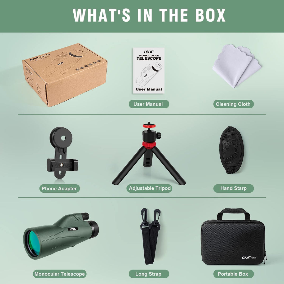 OXK Optics monocular packed in travel case protecting optics during transport