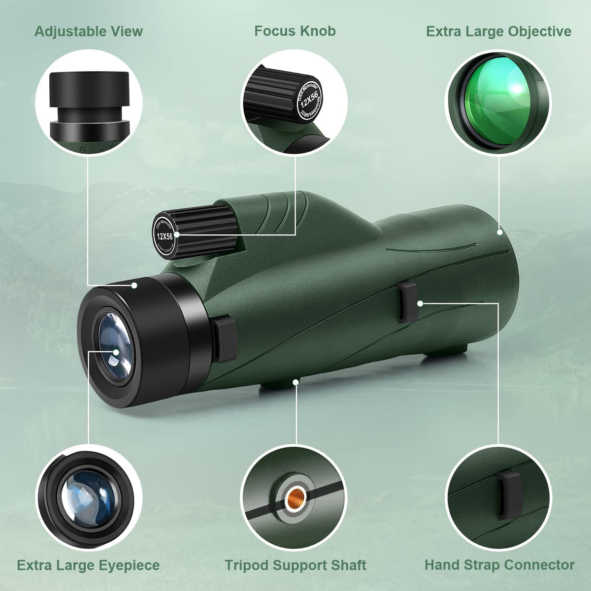 OXK Optics monocular with smartphone mounted for steady photo capture
