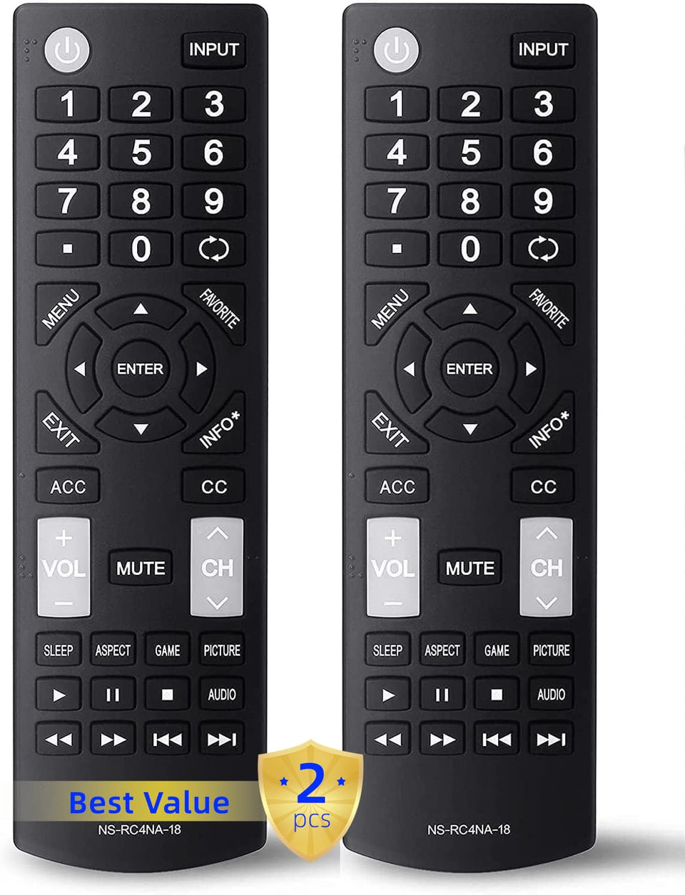 Oxumii universal remote front view demonstrates quick use and broad Insignia TV compatibility.