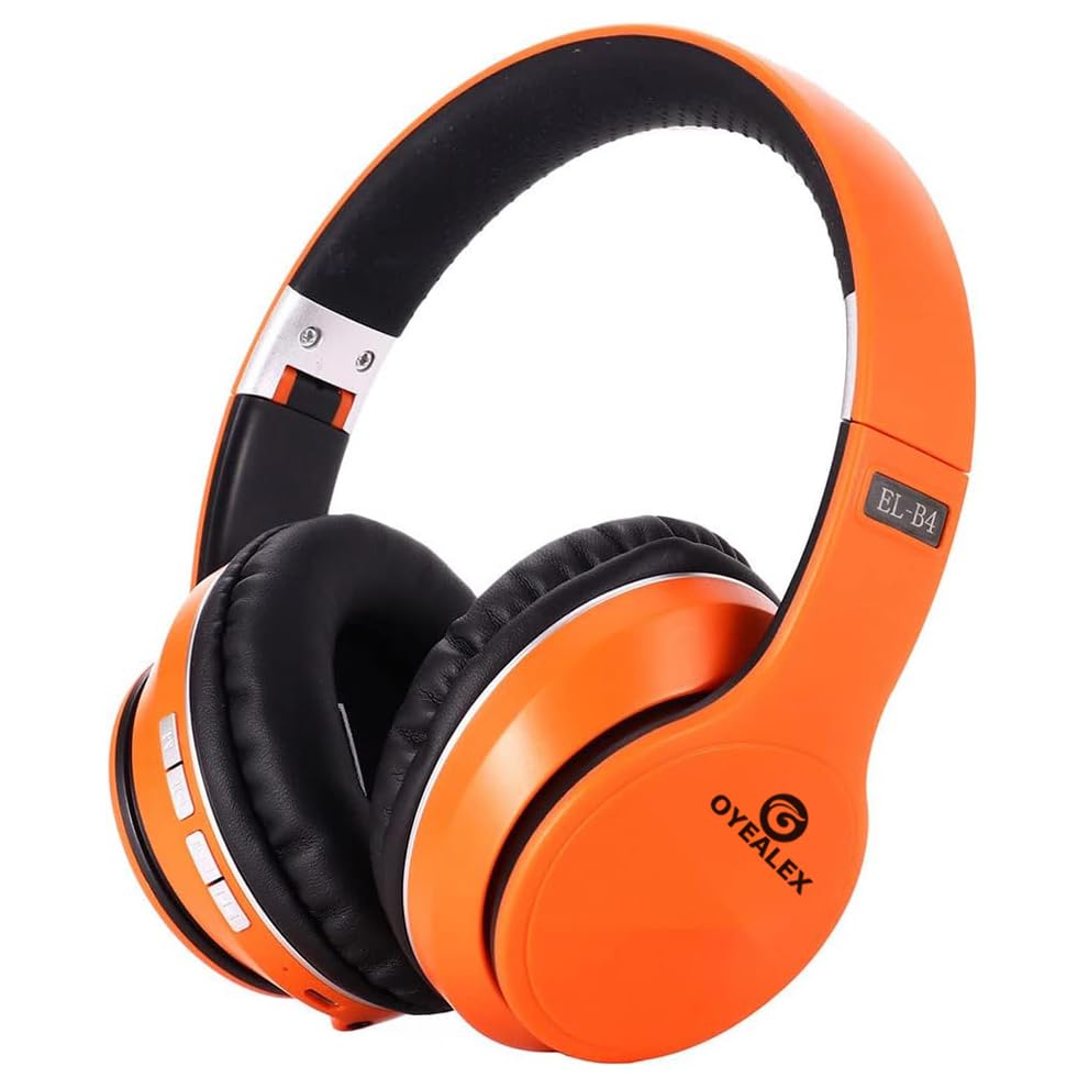 OYEALEX active noise cancelling headphones in orange folded for travel