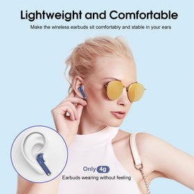 Close-up of OYIB earbuds touch controls for easy playback management.