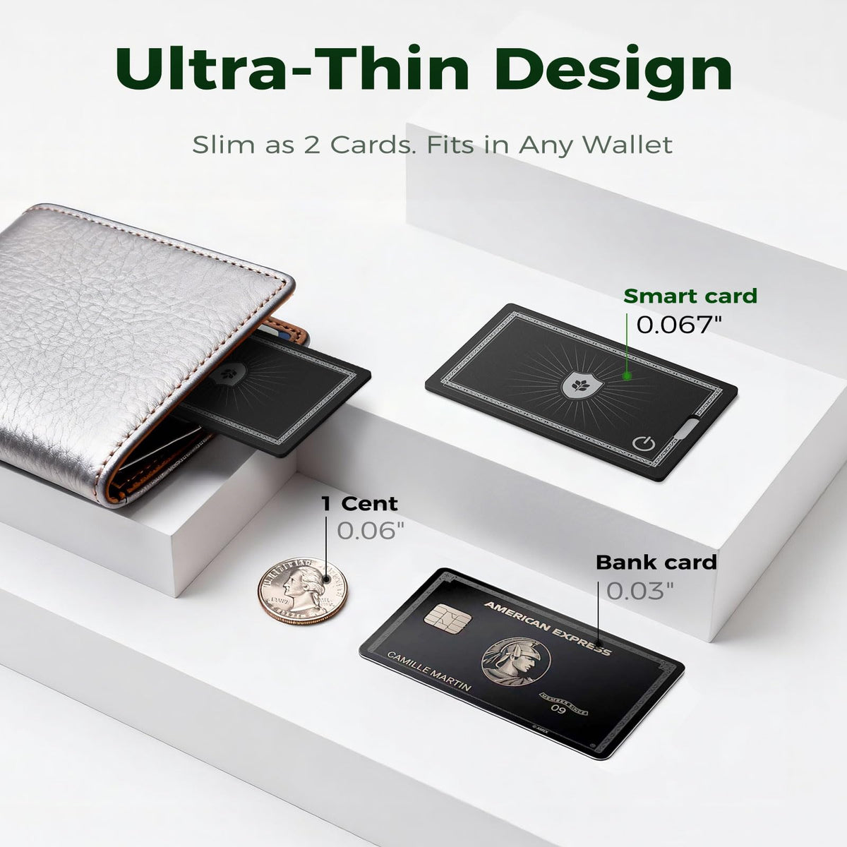 oylik wallet tracker card ultra-slim design fits wallets discreetly