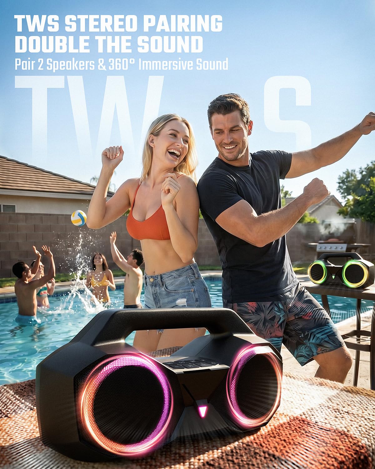 OZJ RGB lights active creating party atmosphere and mood enhancement