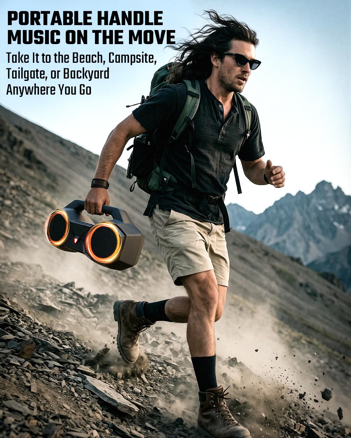 OZJ next to backpack showing portable size and grab-and-go convenience