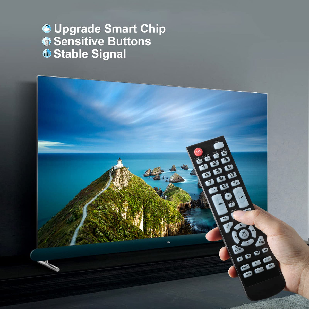 Ozuly universal remote ELEFW505 side view shows broad compatibility with Element models
