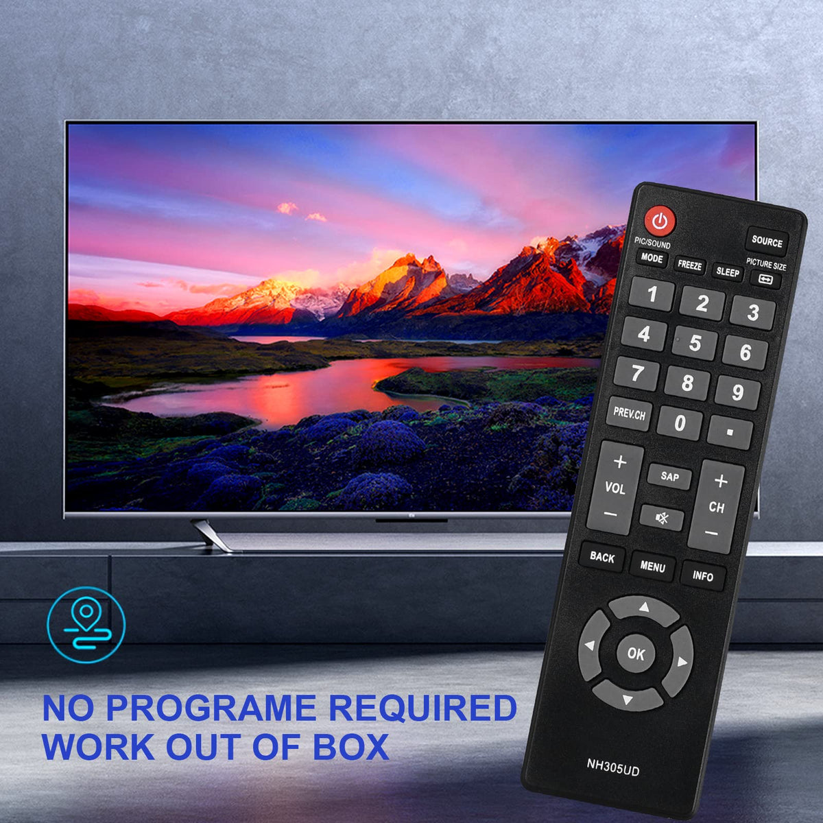 Remote with clear buttons and ergonomic design emphasizing durability