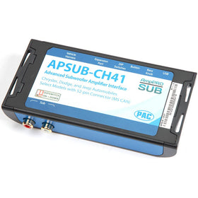 PAC APSUB-CH41 amp control interface demonstrates optimized aftermarket amplifier performance.