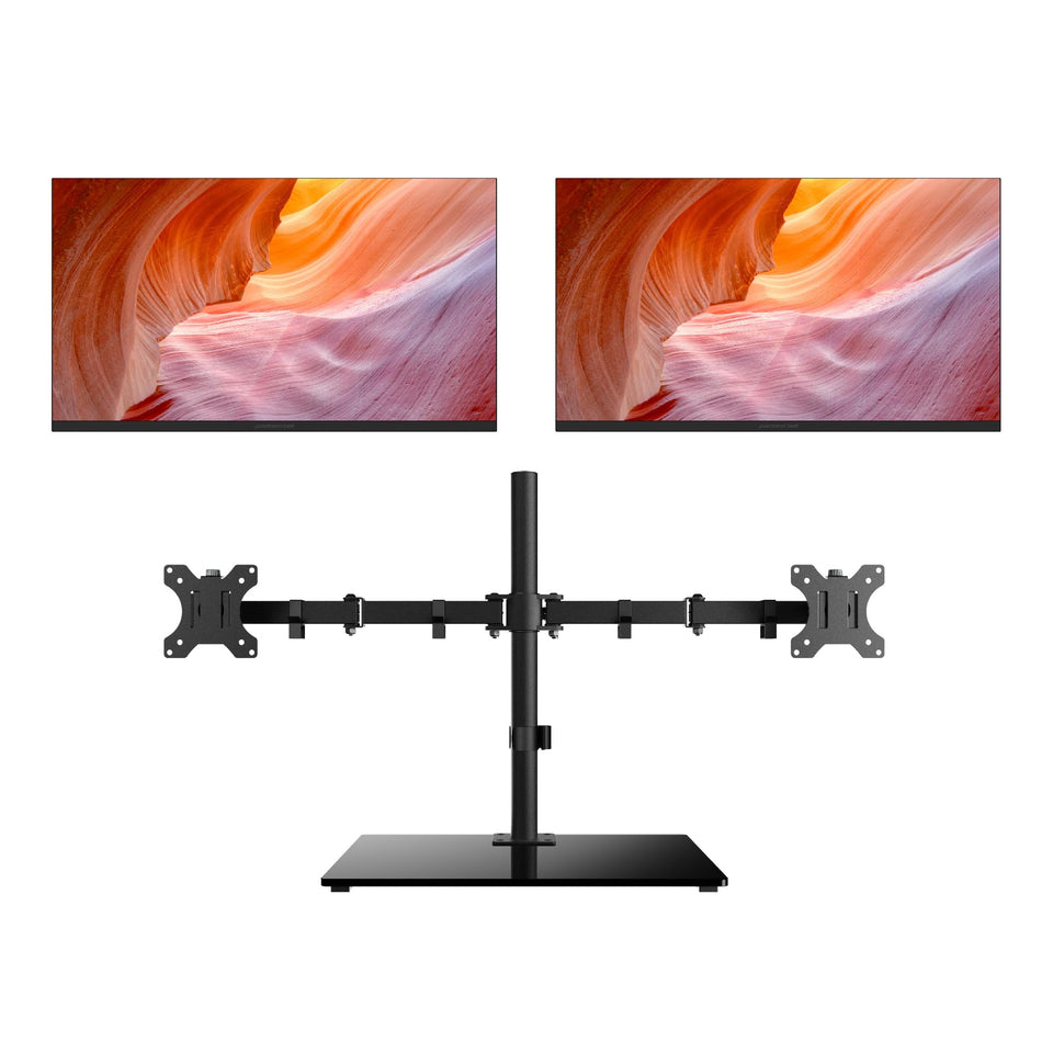 Packard Bell airFrame dual-monitor setup boosts multitasking with expansive 21.5 inch Full HD displays.