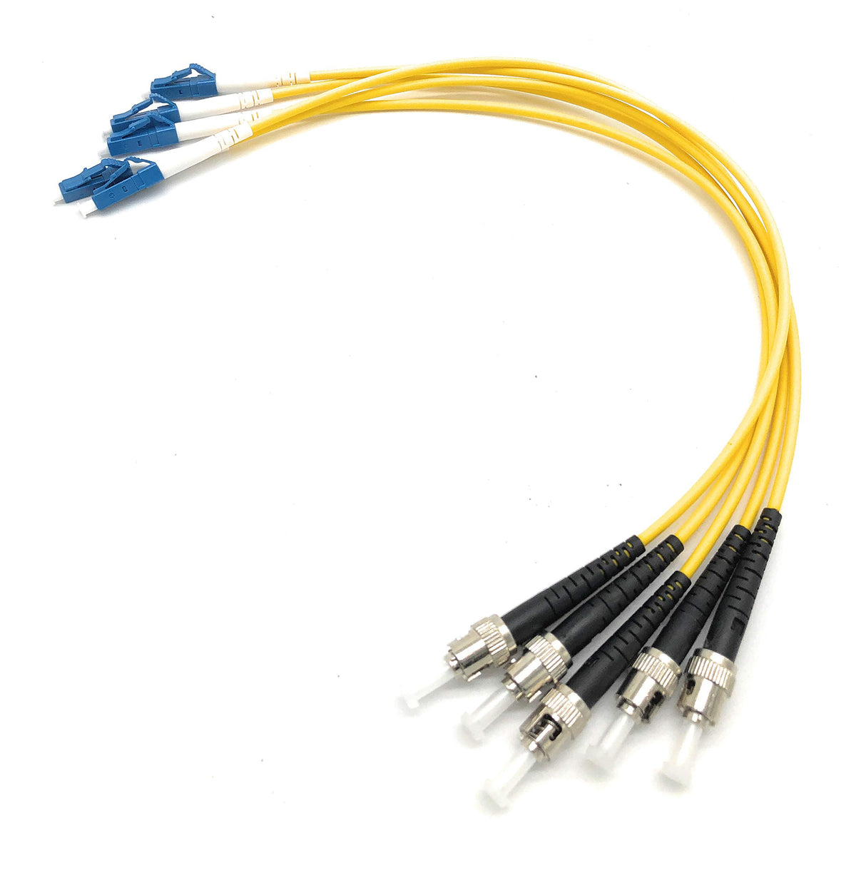 PacSatSales patch cable with yellow jacket, LC to ST, ideal for commercial fiber installs.