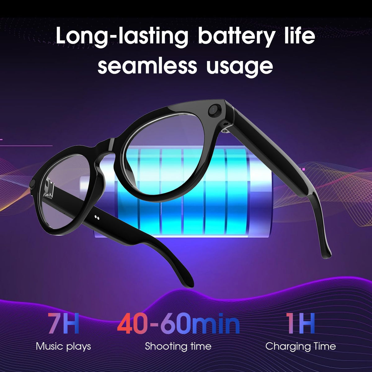 Padom AI Smart Glasses feature photochromic lenses for light adaptability.