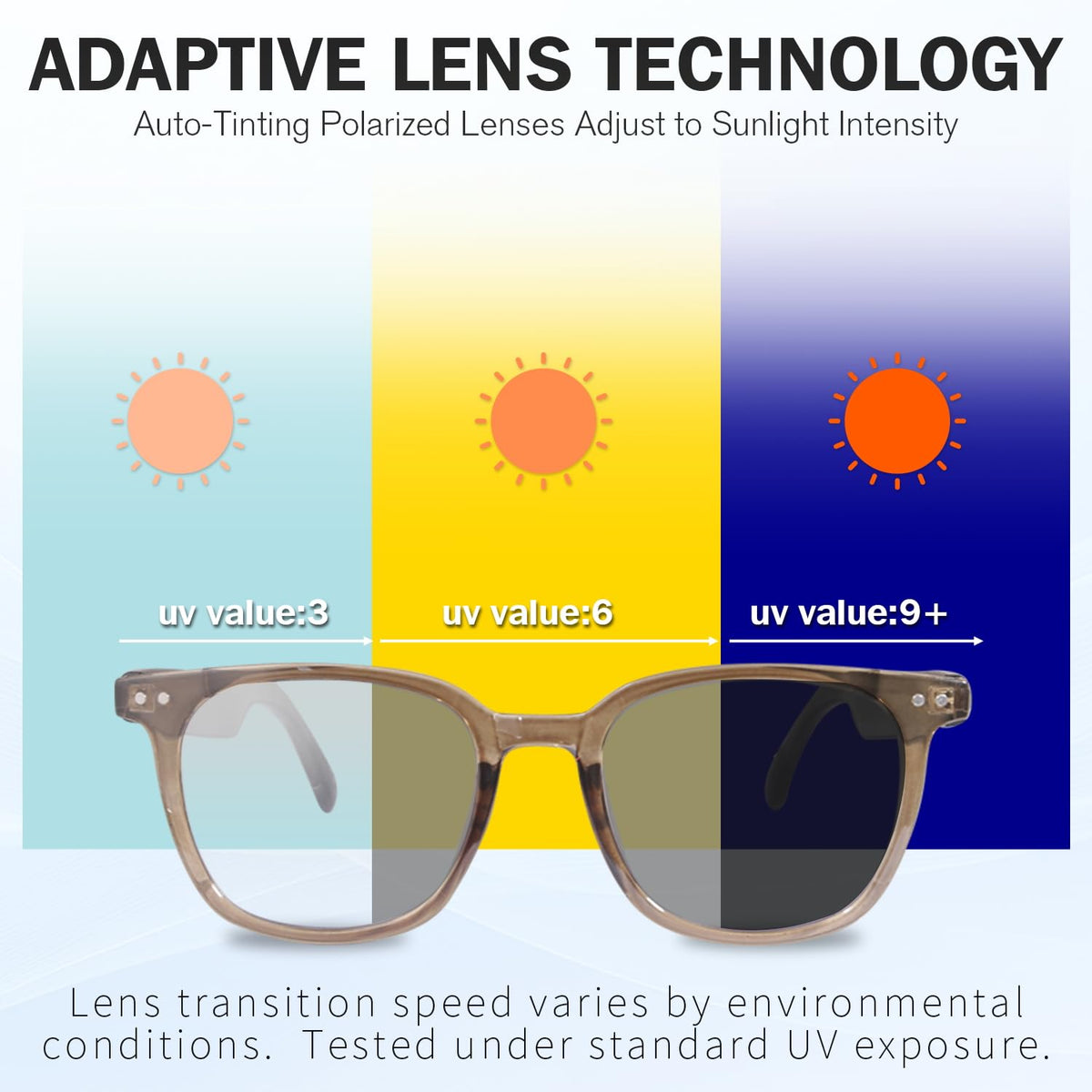 padom lens closeup showing photochromic surface for adaptive light protection