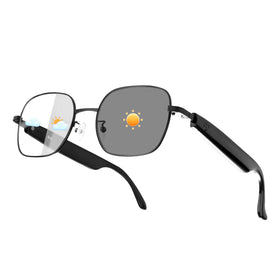 Padom smart glasses with adaptive light sensing lenses for indoor to outdoor comfort.
