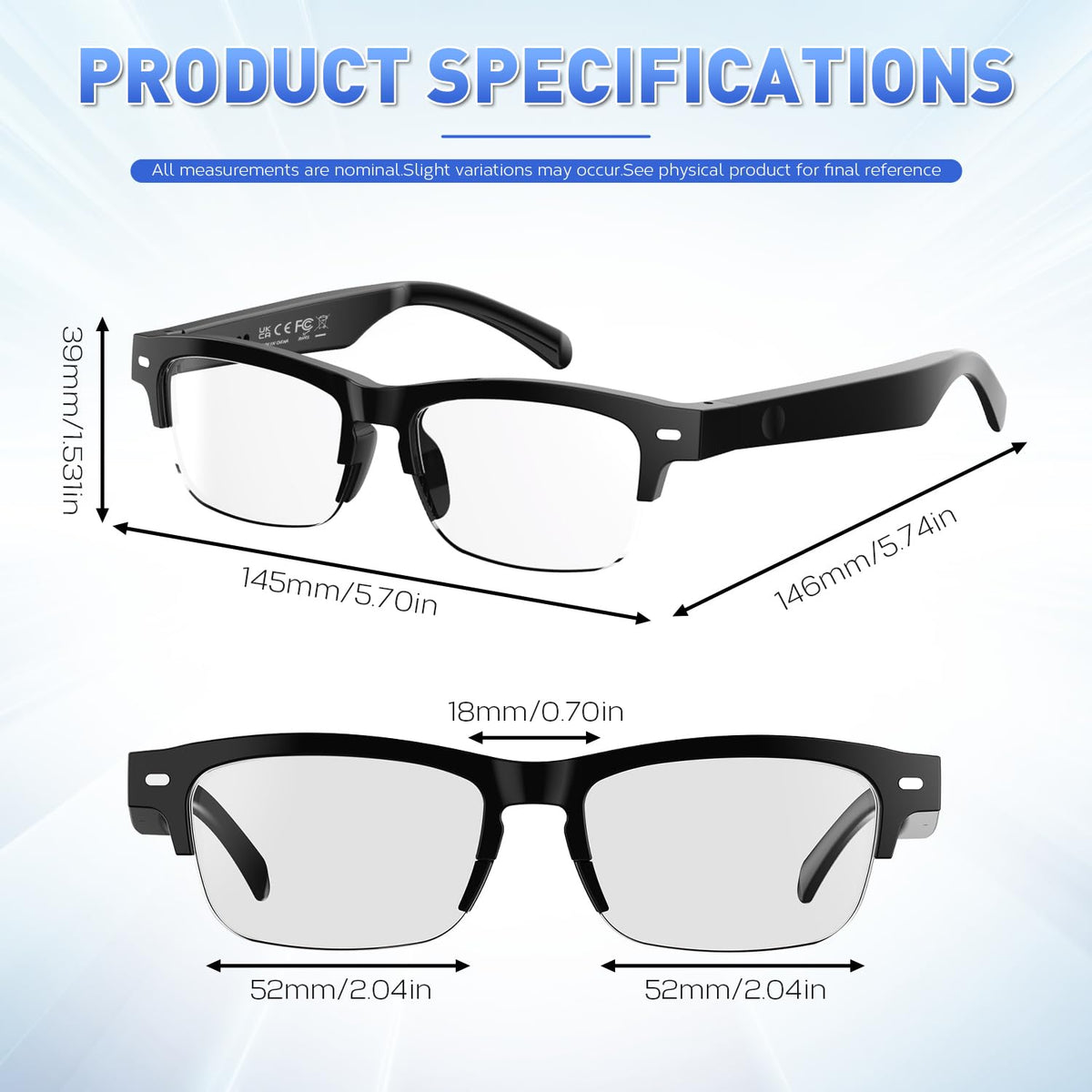 Padom Smart Glasses travel-ready styling complements work or leisure outfits