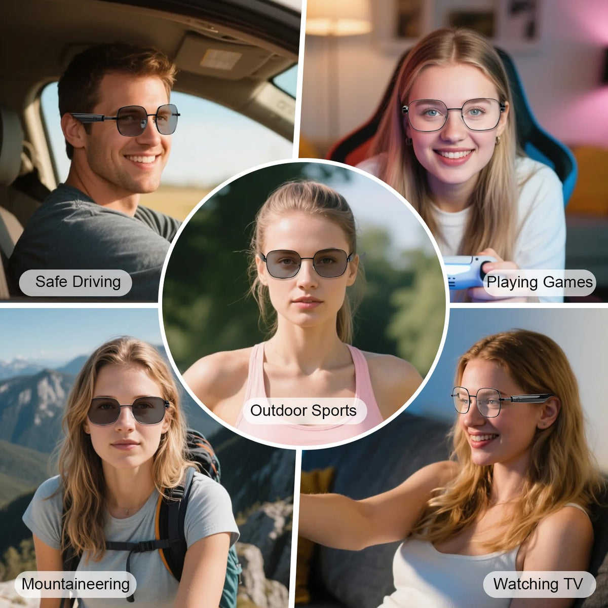 Padom smart glasses with unisex design suitable for work and casual wear.