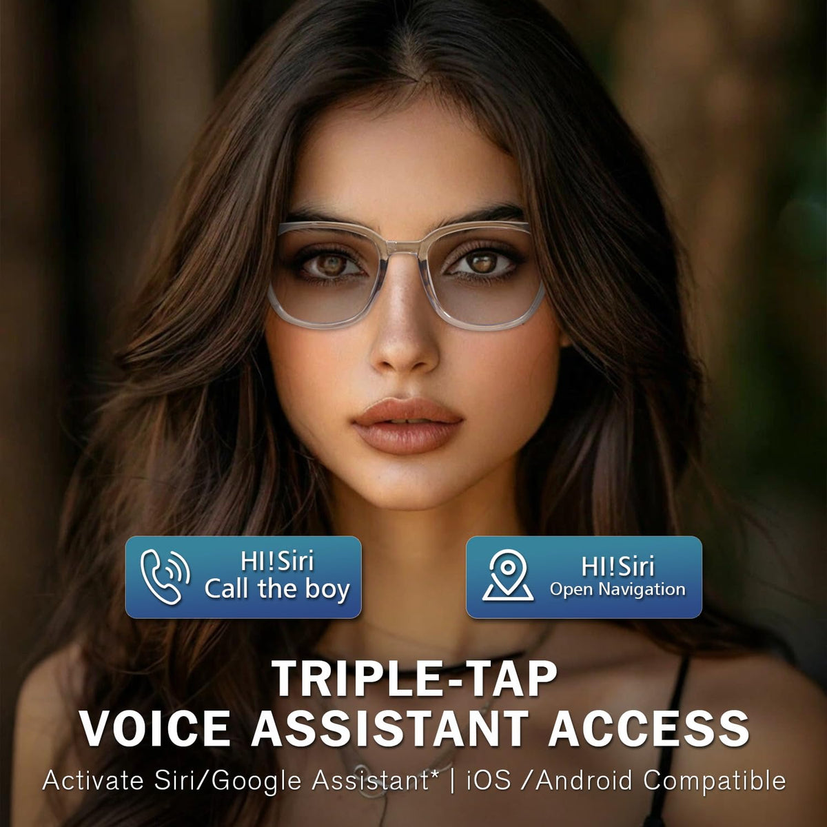 padom worn in city scene demonstrating open‑ear audio while staying aware