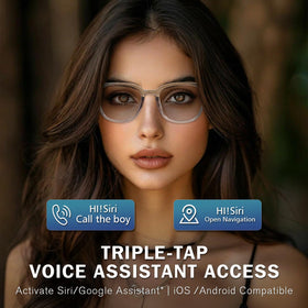 padom worn in city scene demonstrating open‑ear audio while staying aware