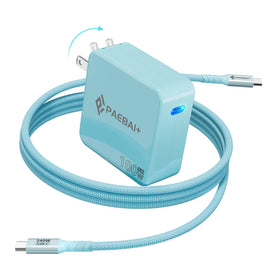 PAEBAI+ 100W GaN USB-C charger front view, compact power for on-the-go charging.