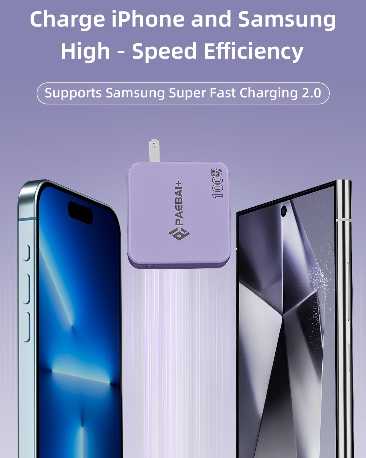 PAEBAI+ compact charger held in hand for travel