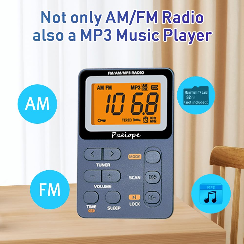 Paeiope stereo earphones with cable antenna improving radio reception