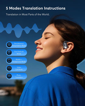 Paekole AI Translation Earbuds charging case shows long-lasting battery life for trips