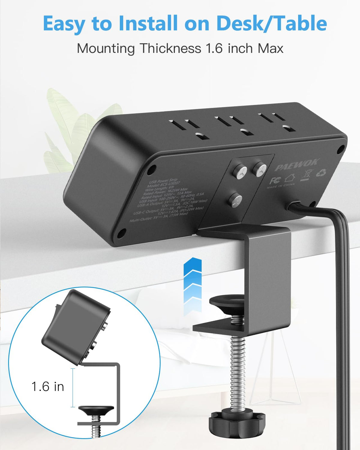 PAEWOK 1050J surge protector guards connected equipment