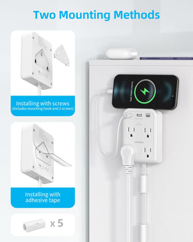 PAEWOK 4AC outlets and USB-A plus USB-C for simultaneous charging
