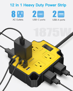 PAEWOK closeup of two USB-C and two USB-A ports for fast device charging