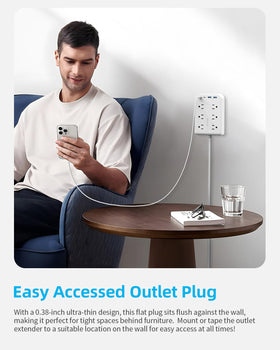 PAEWOK compact desk organization with a 10-in-1 outlet hub