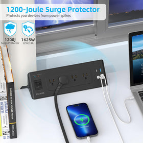 PAEWOK desk clamp power strip 6.5 ft extension cord for flexibility