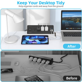 PAEWOK desk clamp power strip surge protection 1200 Joules