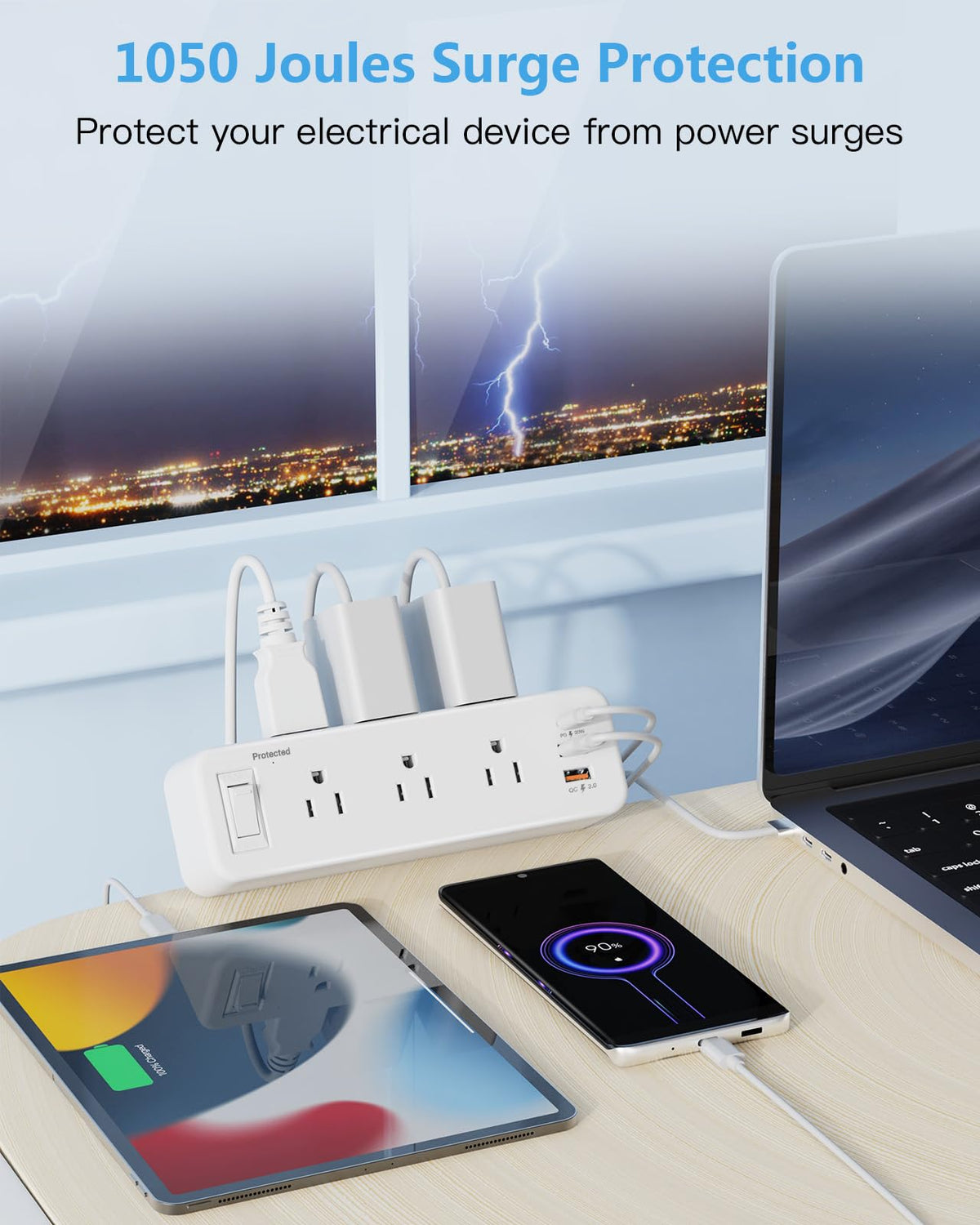 PAEWOK edge mount keeps the power strip secure on the table