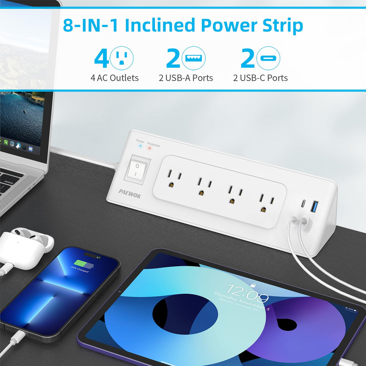 PAEWOK flat plug profile close to wall demonstrating low-profile, space-saving design