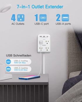 PAEWOK flat plug design sits nearly flat against the wall for hidden installation.