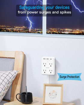 PAEWOK power strip mounted securely with mounting options for wall or desk.