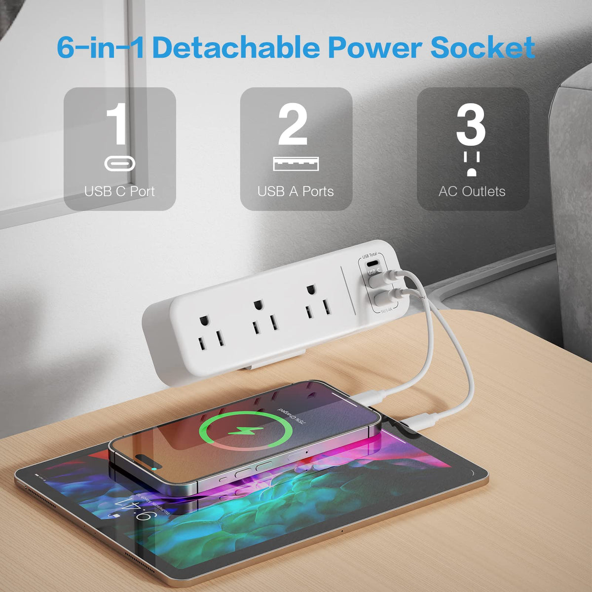 PAEWOK USB-C port supports fast charging for compatible devices.
