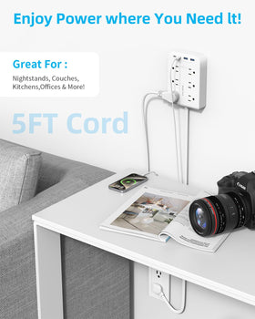PAEWOK wall-mountable power strip shown mounted for clean cable management