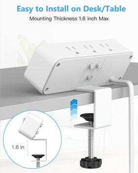 PAEWOK white desk power strip blends with modern desks