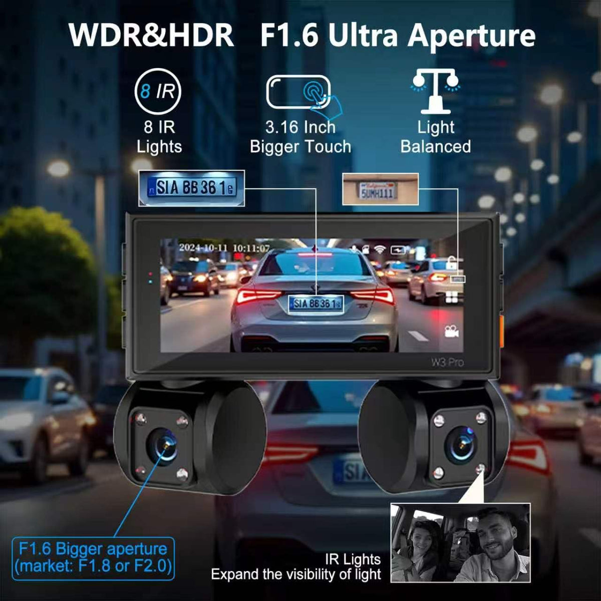 Pahaa W3 rear 1080p camera records through the rear window