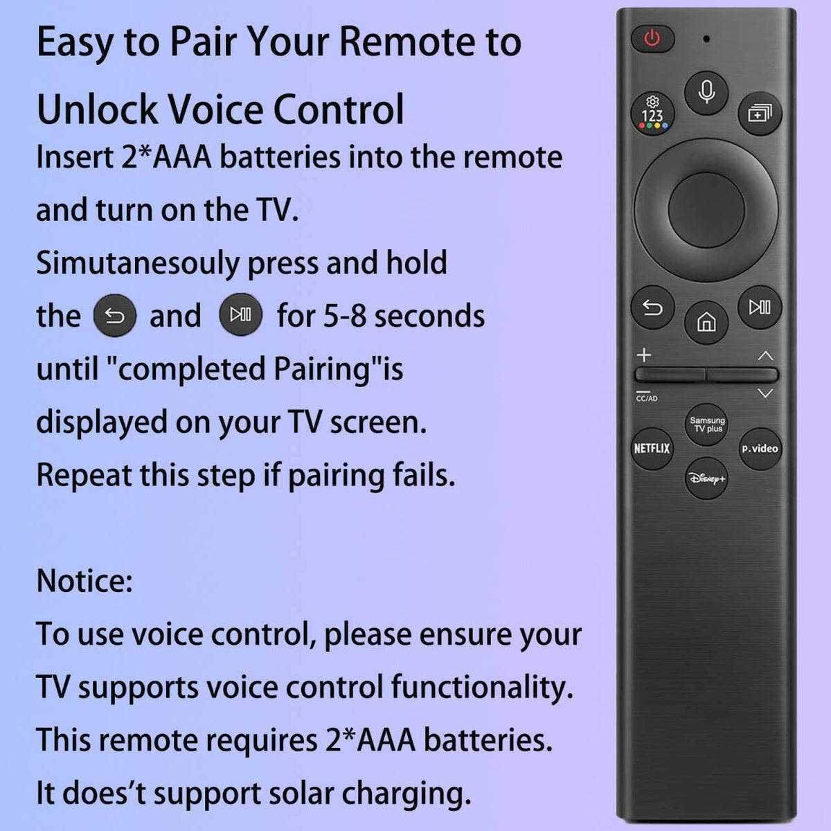 Close-up of Pairtty remote buttons showing voice and media keys for quick navigation