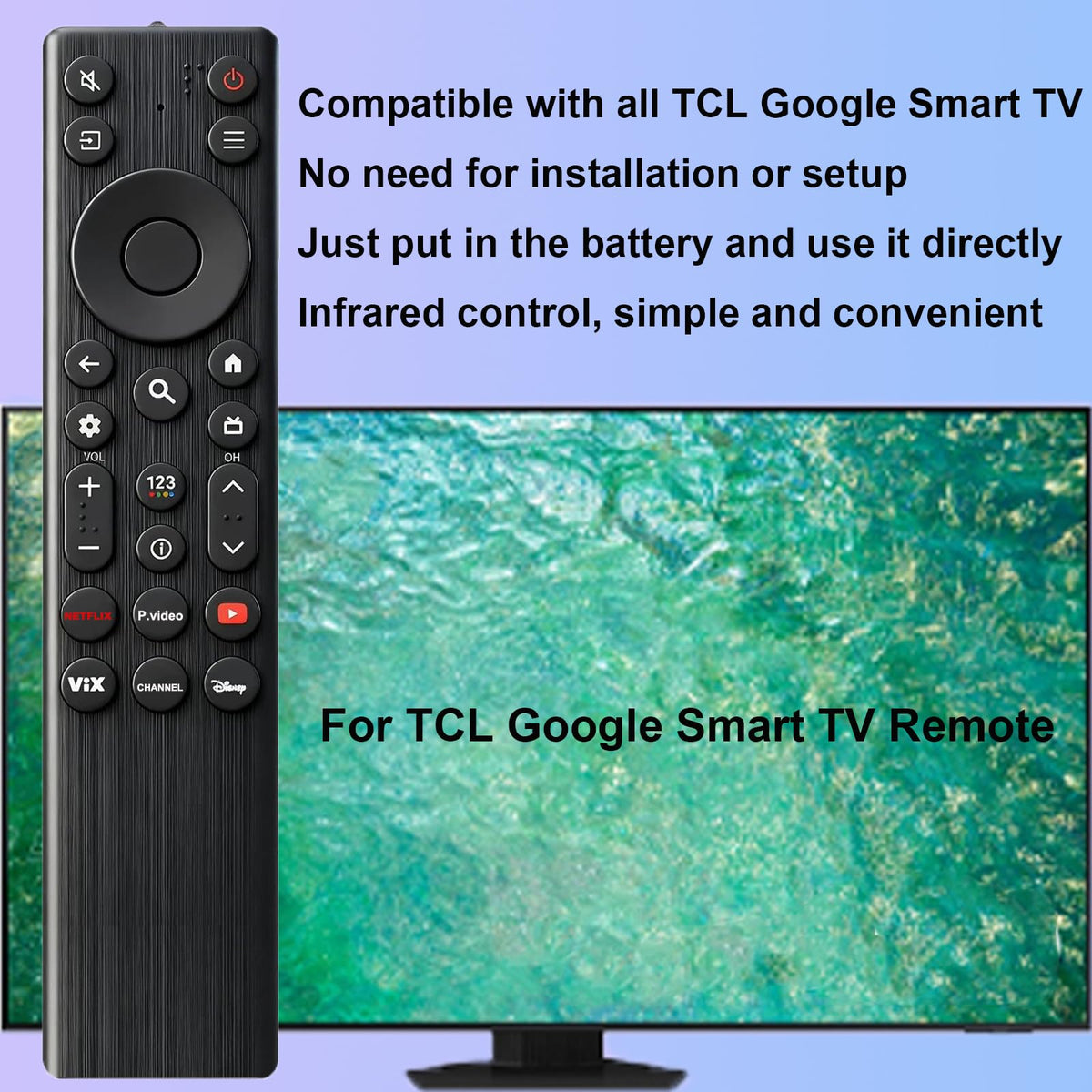 Pairtty TCL Google TV Remote ABS material demonstrates sturdy construction
