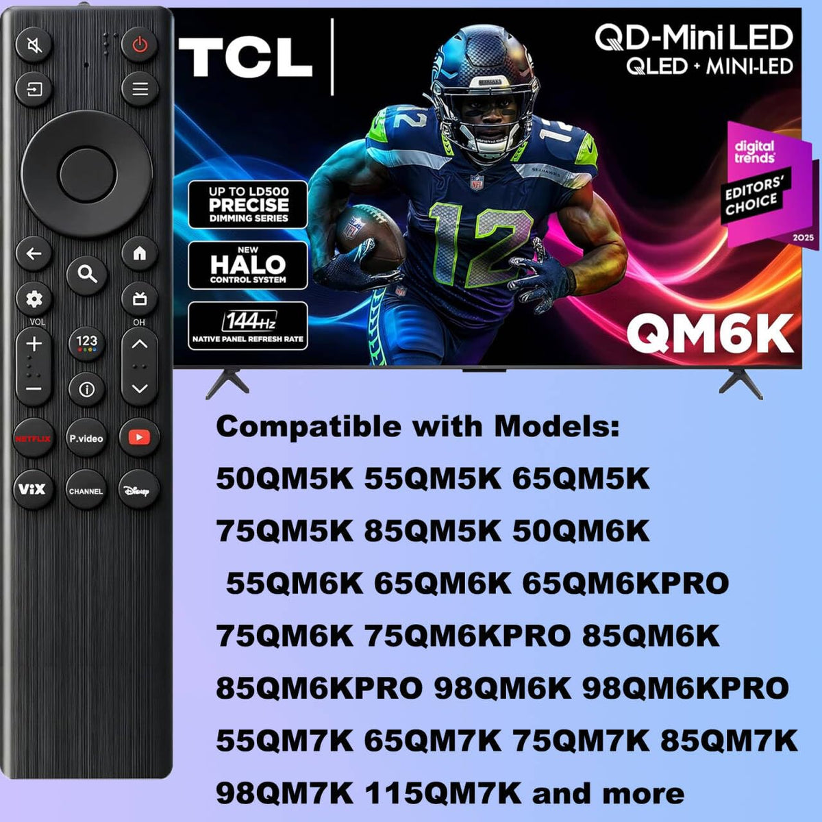 Pairtty TCL Google TV Remote front buttons for quick channel access