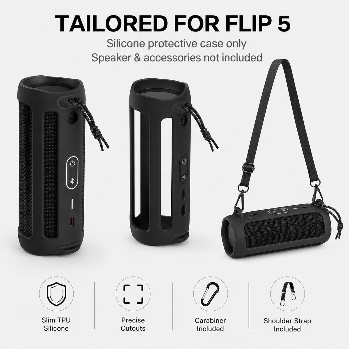 PAIYULE Flip 5 silicone case back view highlights snug fit and durable material.